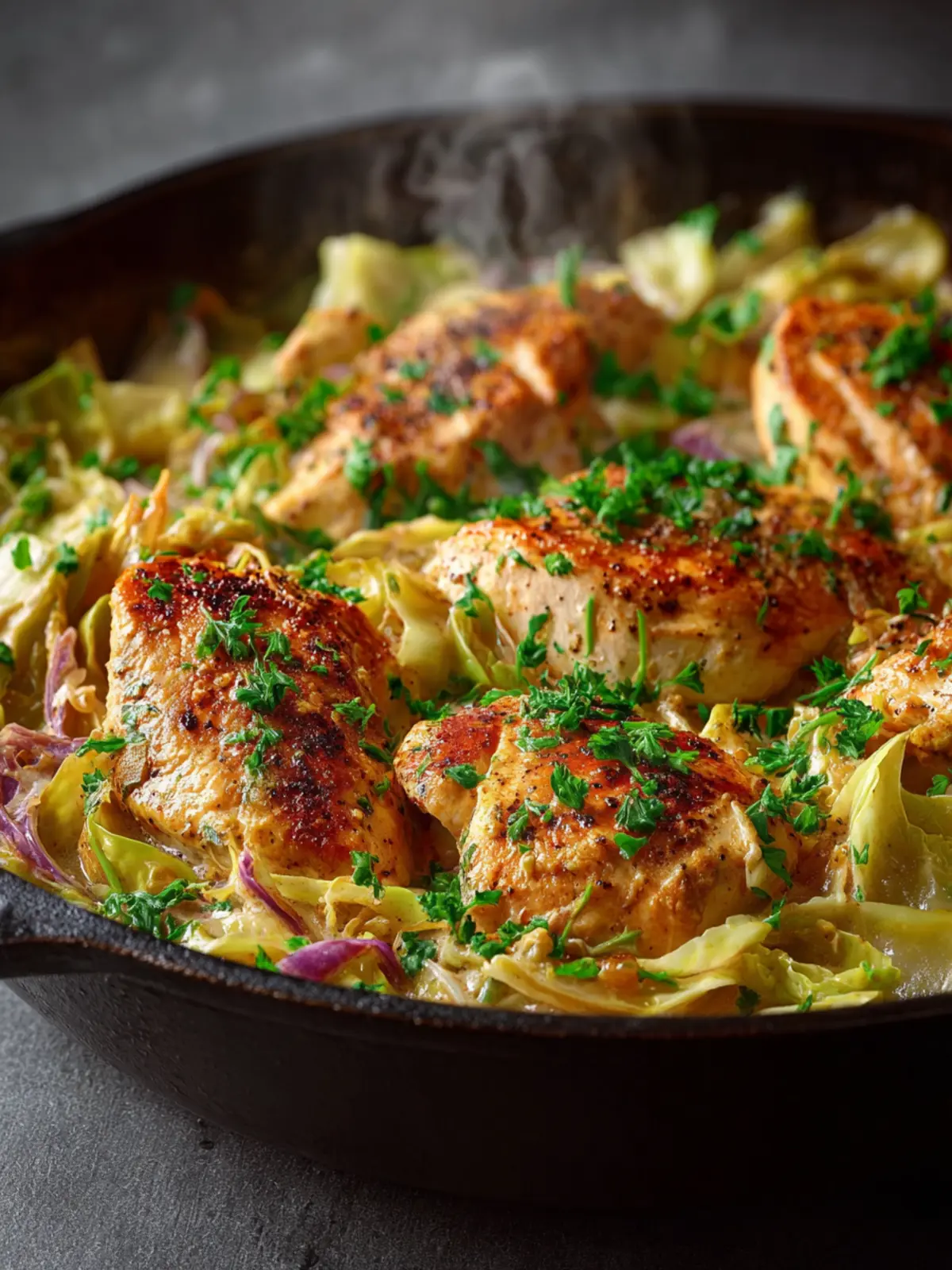 One-Pan Creamy Chicken and Cabbage Skillet First Image