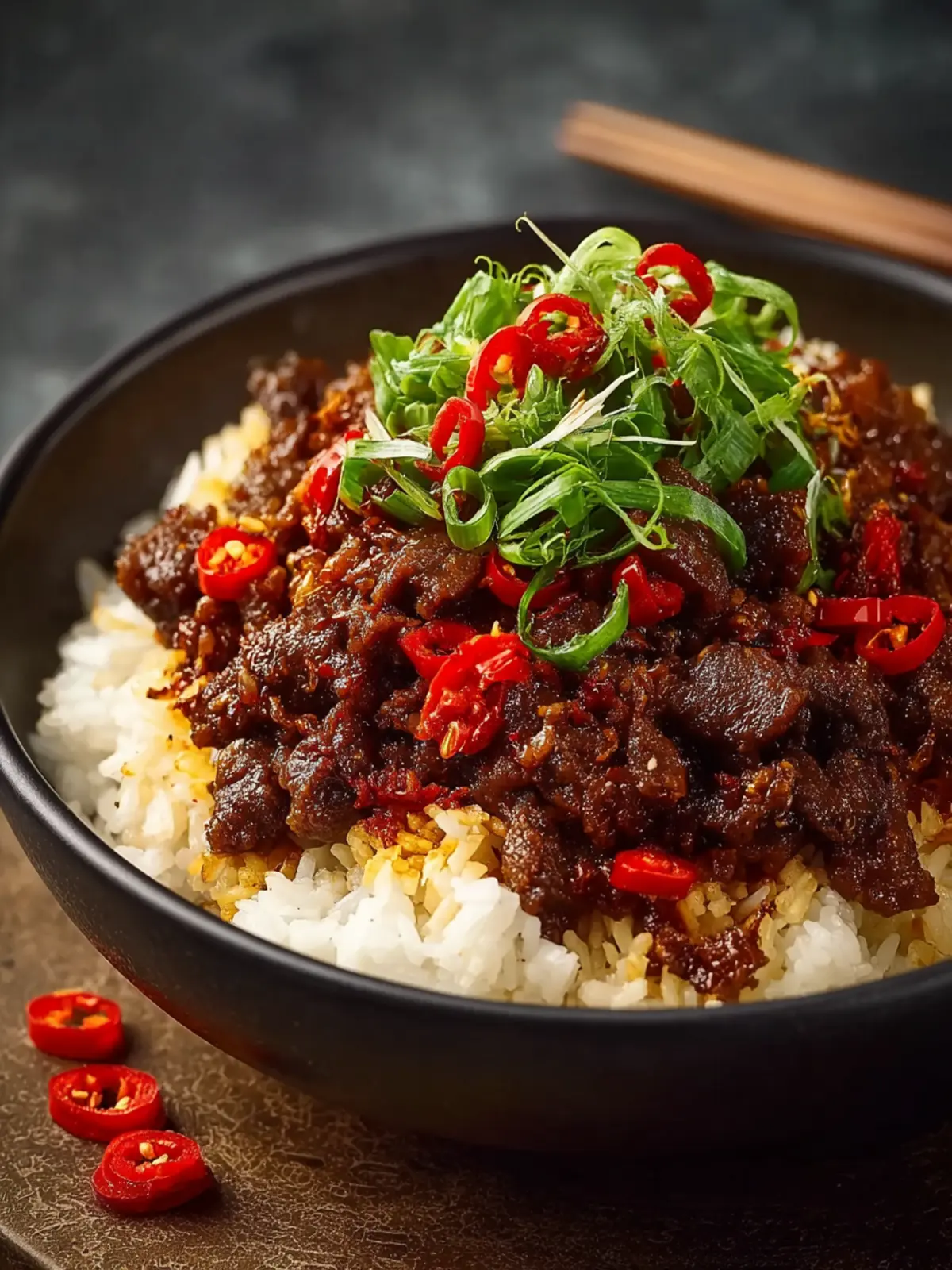 High Protein Crispy Chilli Beef Rice First Image