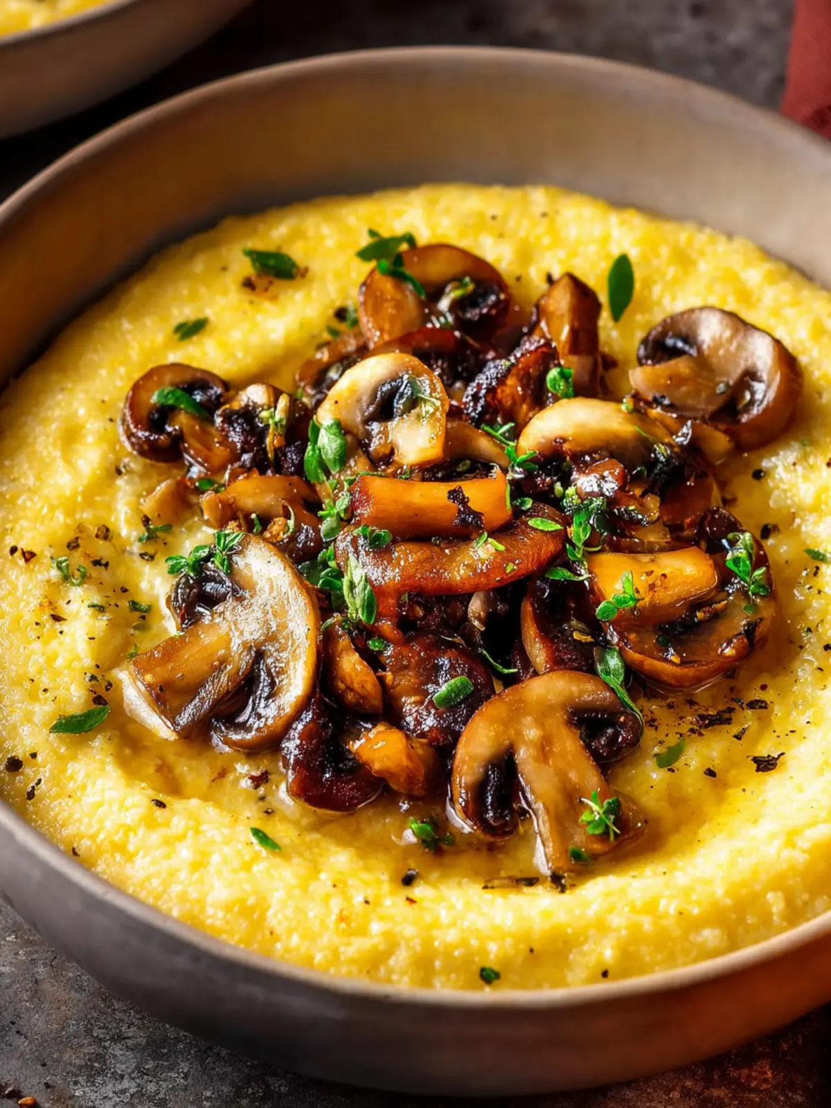 Creamy Garlic Polenta With Mushrooms First Image