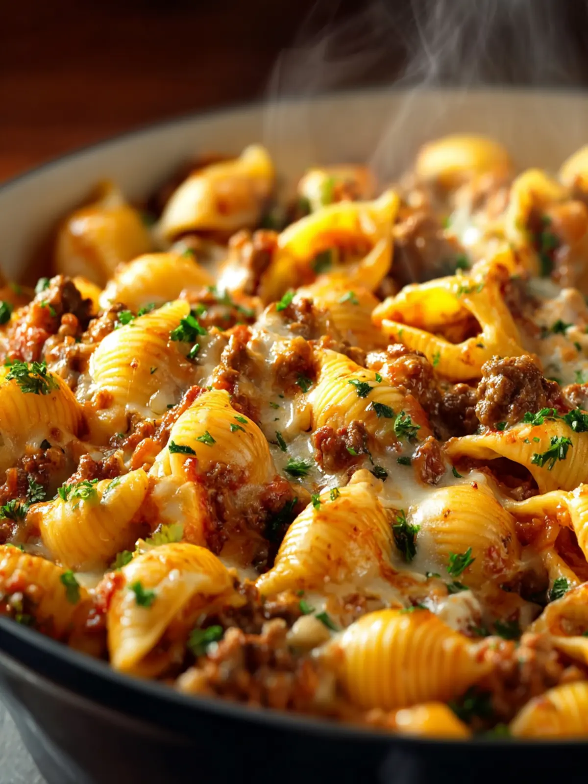 Creamy Ground Beef and Shells Casserole First Image