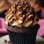 Homemade Chocolate Cookie Dough Cupcakes First Image