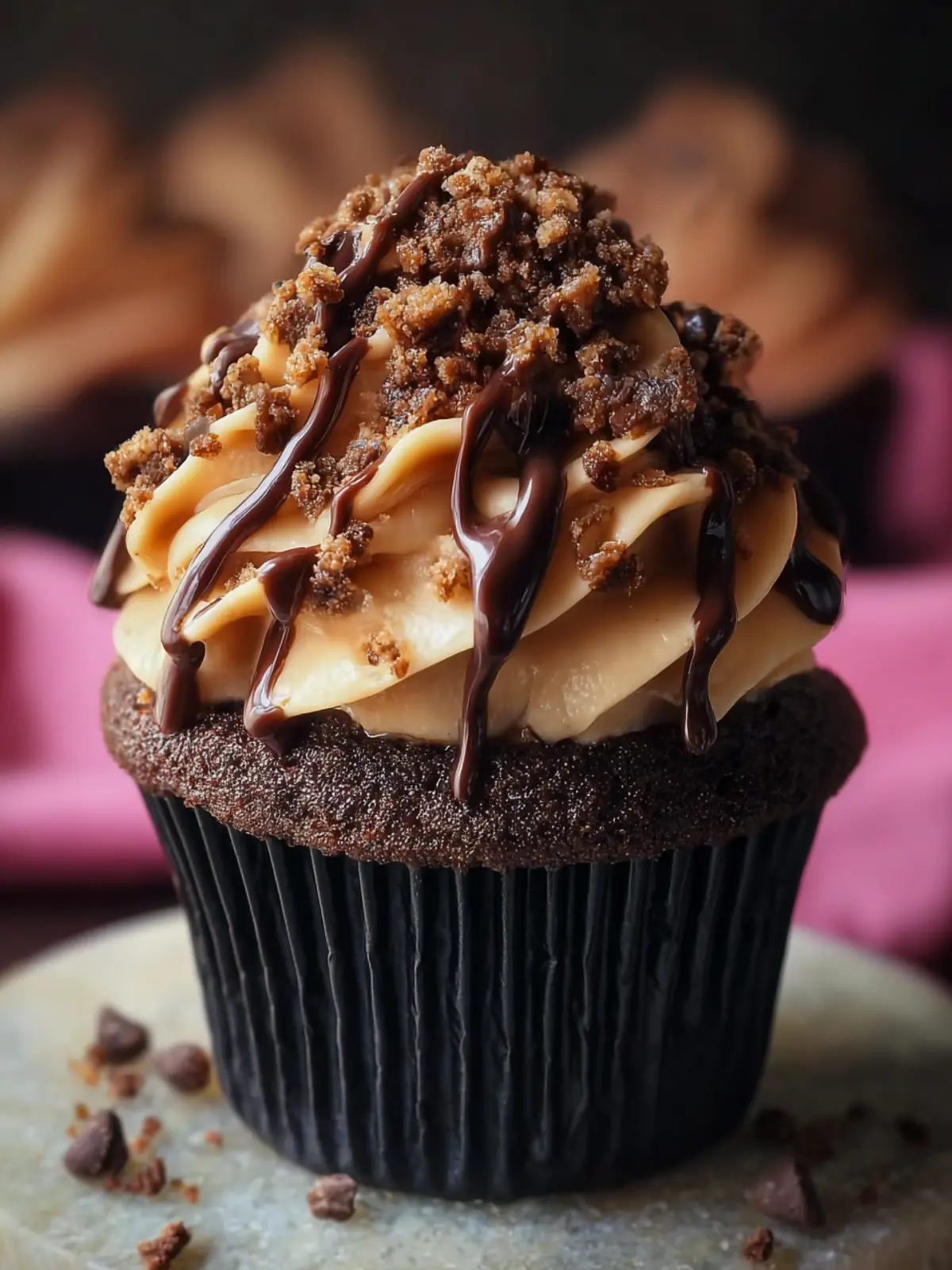 Homemade Chocolate Cookie Dough Cupcakes First Image