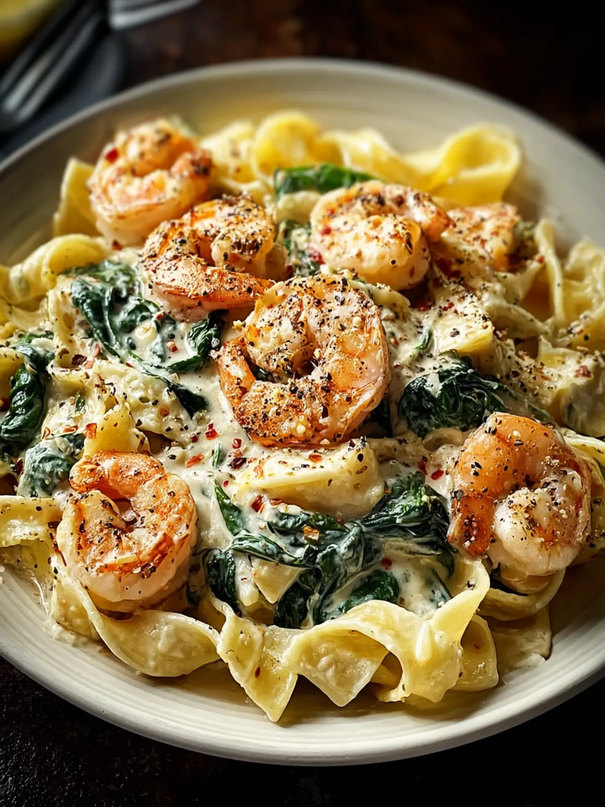 Creamy Shrimp and Spinach Ricotta Pasta Recipe First Image