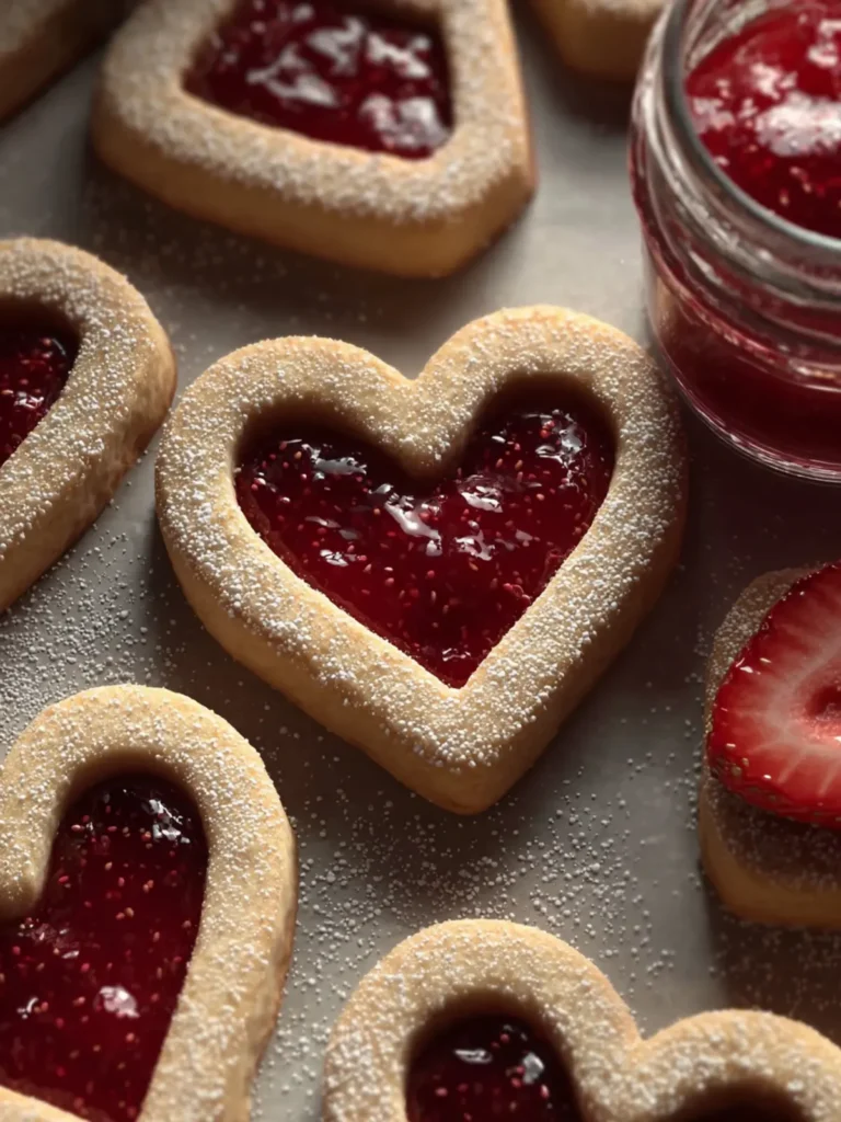 Linzer Strawberry Heart Cookies First Image
