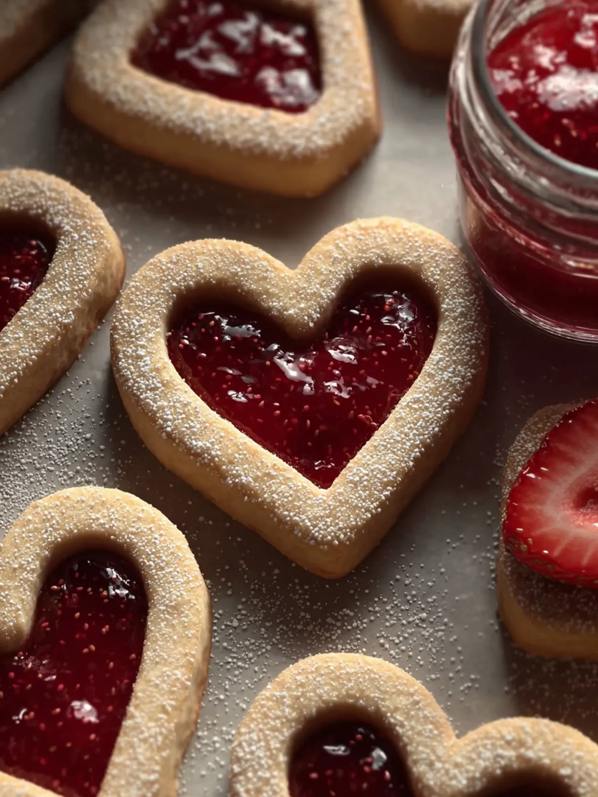 Linzer Strawberry Heart Cookies First Image