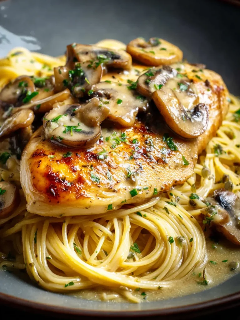Chicken Piccata with Pasta & Mushrooms Recipe First Image